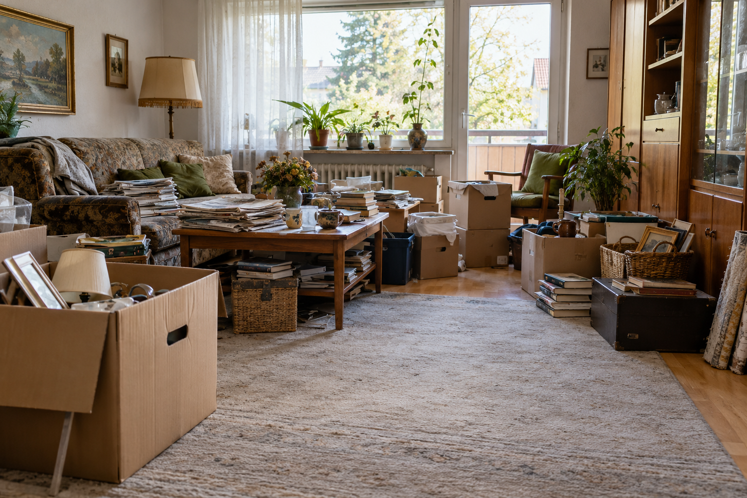 Vollgestellter Wohnraum vor einer Entrümpelung